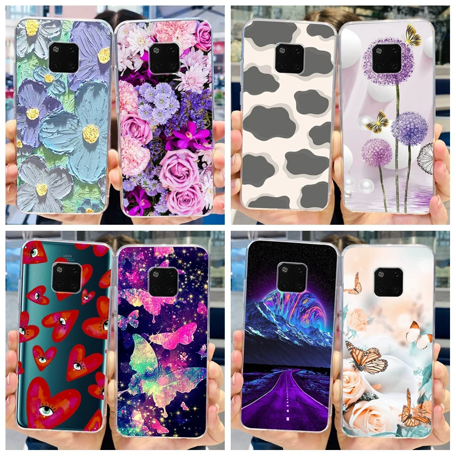 For Huawei Mate 20 Pro Case LYA-L09 LYA-L29 LYA-AL10 Back Cover Fashion Flower Butterfly Phone Cases For Huawei Mate20 Pro Funda