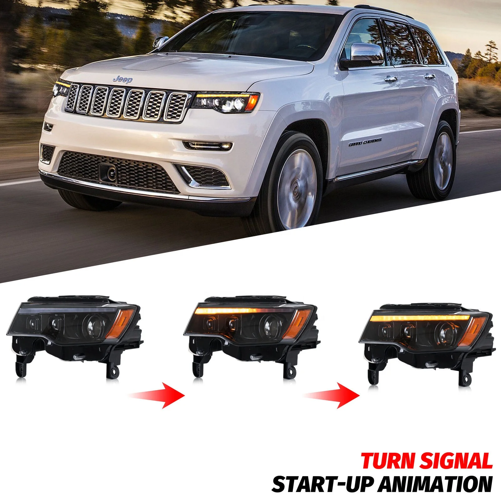 Auto Parts Headlights LED Lamp For Jeep Grand Cherokee 2017 2021 4th Gen WK2 Projector Dynamic Turn Signal Assembly - Image 2