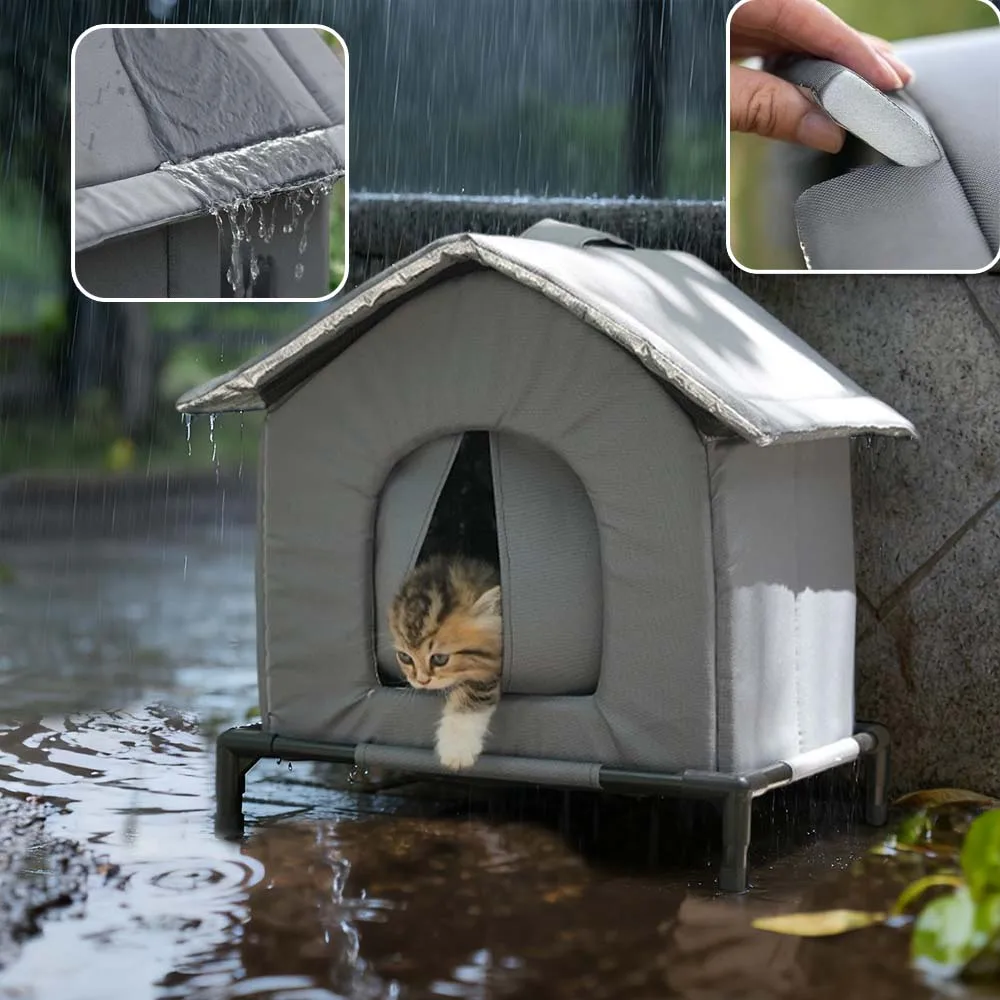 

Waterproof Elevated Outdoor Portable Stray Cat Nest Dog House All Weather Outdoor Winter Warm Pet Cave Sleeping Beds for Puppy