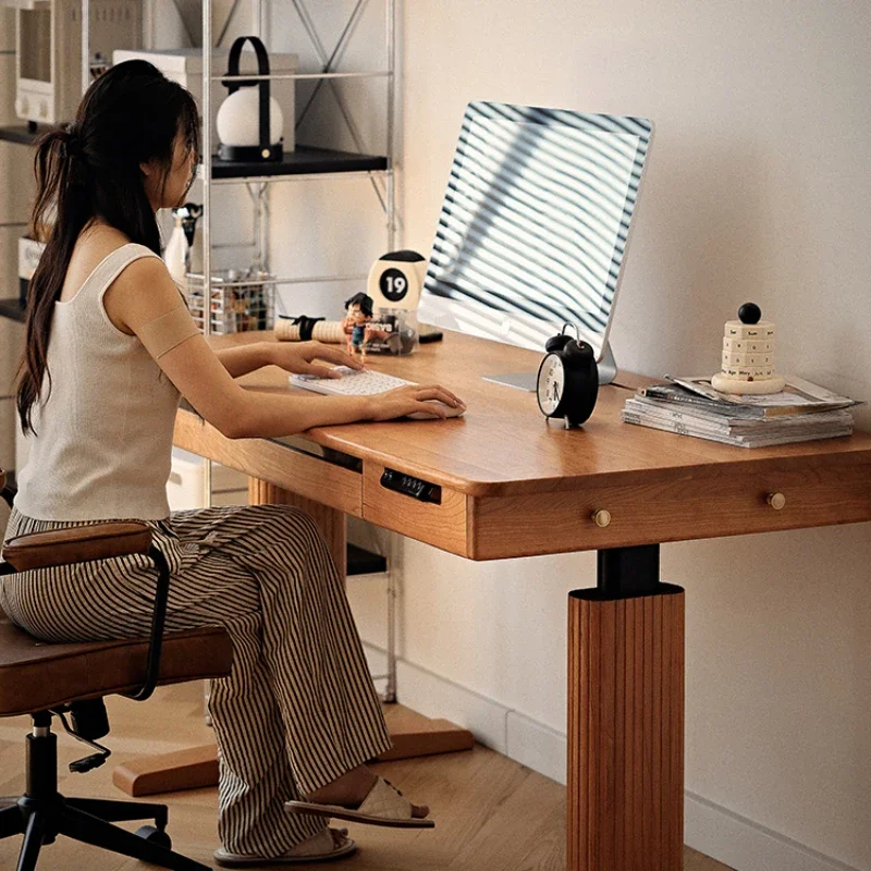 Nordic all solid wood electric lifting desk computer desk