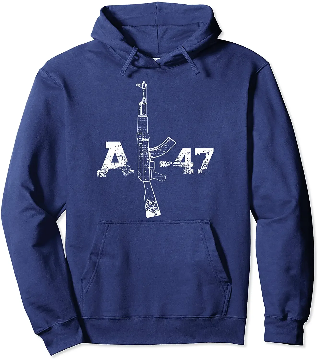 AK47 Gun Silhouette Illustration, AK-47 Gun Drawing Gift Men Pullover Hoodie