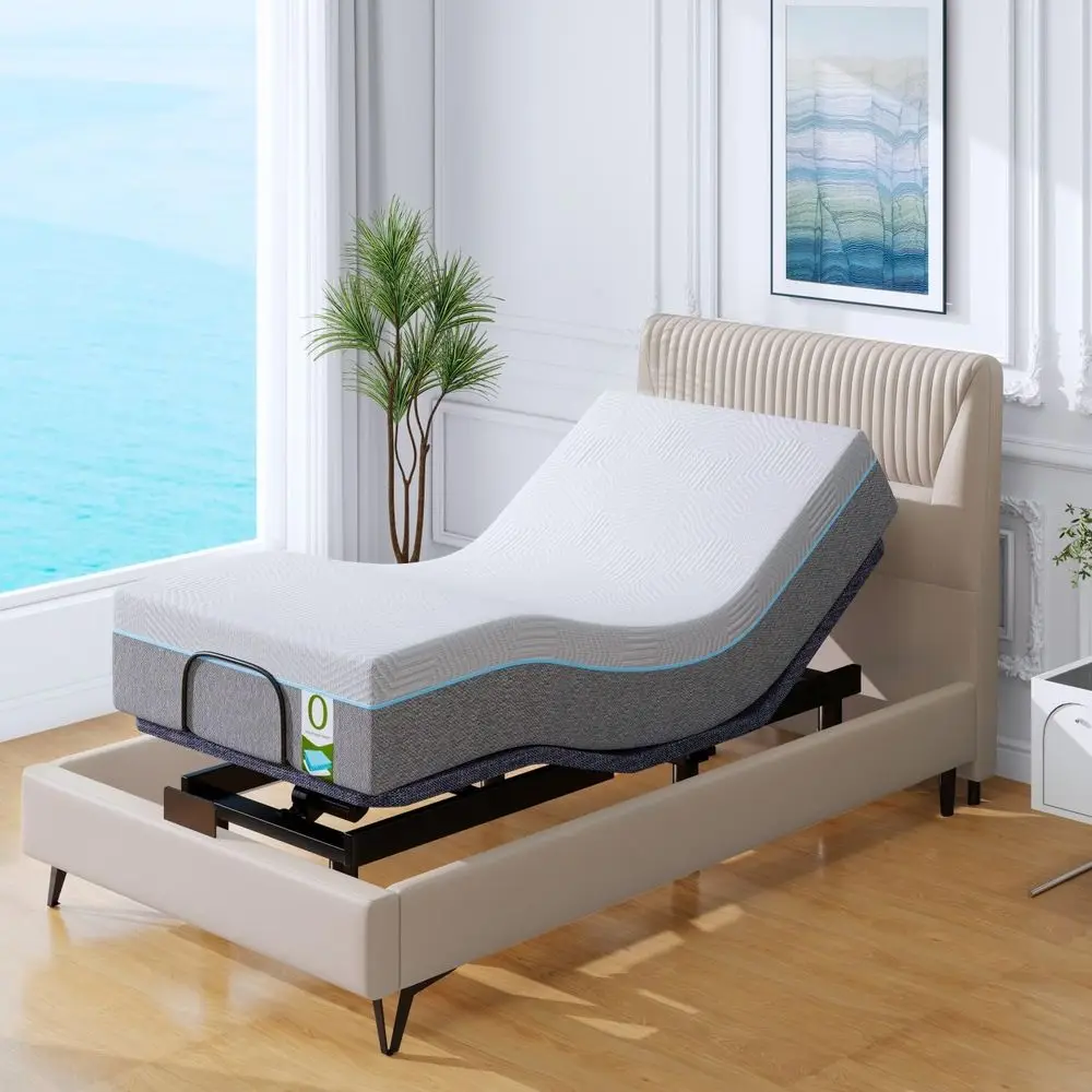 

Электрическая регулируемая кровать Twin XL с массажем, для матраса 12 дюймов, беспроводной пульт, нулевая гравитация, защита от храпа, светодиодная подсветка, USB-порты