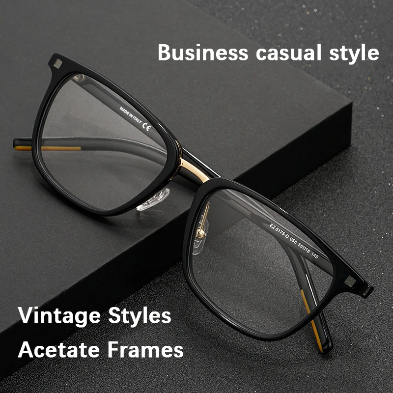 

Retro Fashion Acetate Square Glasses Frame Men Business Casual Eyewear Frames High Quality Luxury Designer Eyeglasses Spectacles