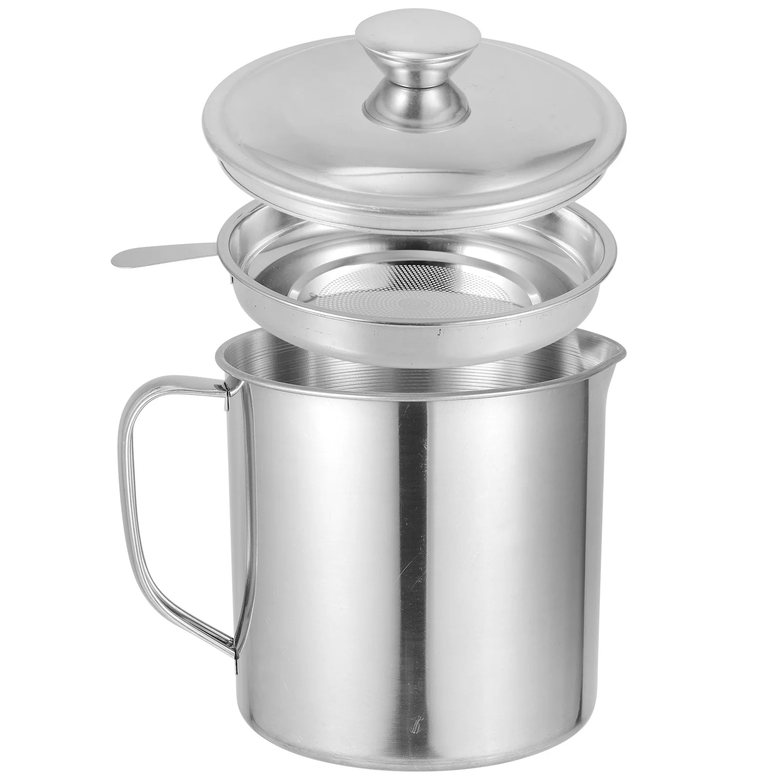 

High Grade Stainless Steel Oil Pot with Strainer Effective Filter Kitchen Gadget Long Serving Life Grease Container