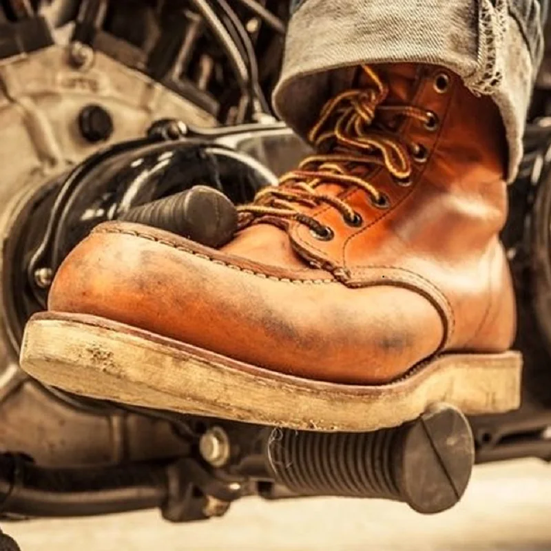 Men's Workwear Boots High Top  Boots Genuine Leather Ameika Jacket Retro Motorcycle Shoes Wing Short Tube Spring Autumn