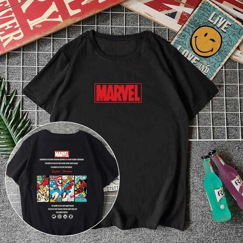 تي شيرت للرجال والنساء سبايدر مان كابتن أمريكا أيرون مان أفنجرز ألاينس كم قصير فضفاض كاجوال كم قصير نصف كم #2