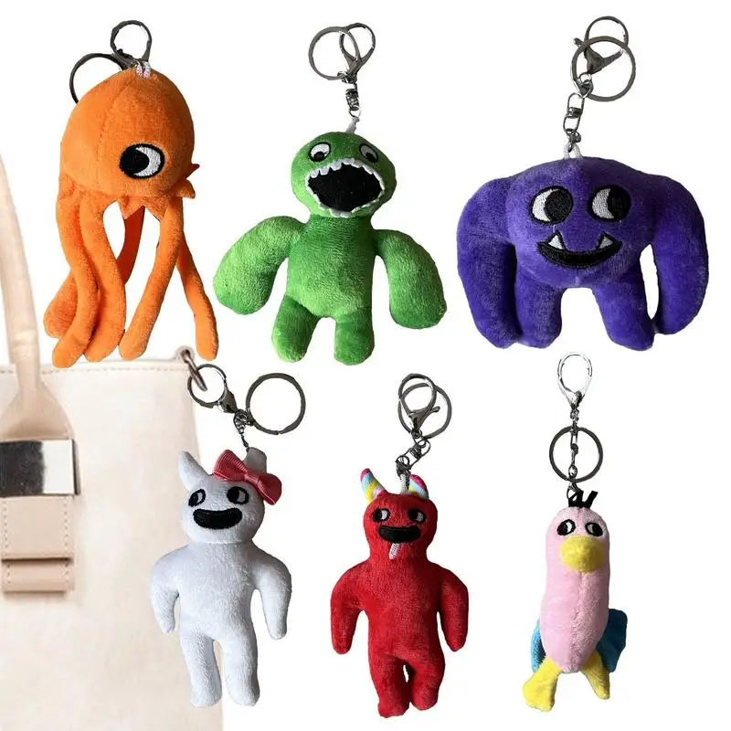 Porte-clés en peluche Garden BanBan pour enfants, jouet à breloque monstre beurre, pendentif de sac pour femme, porte-clés de voiture, cadeau d'anniversaire, 6 pièces