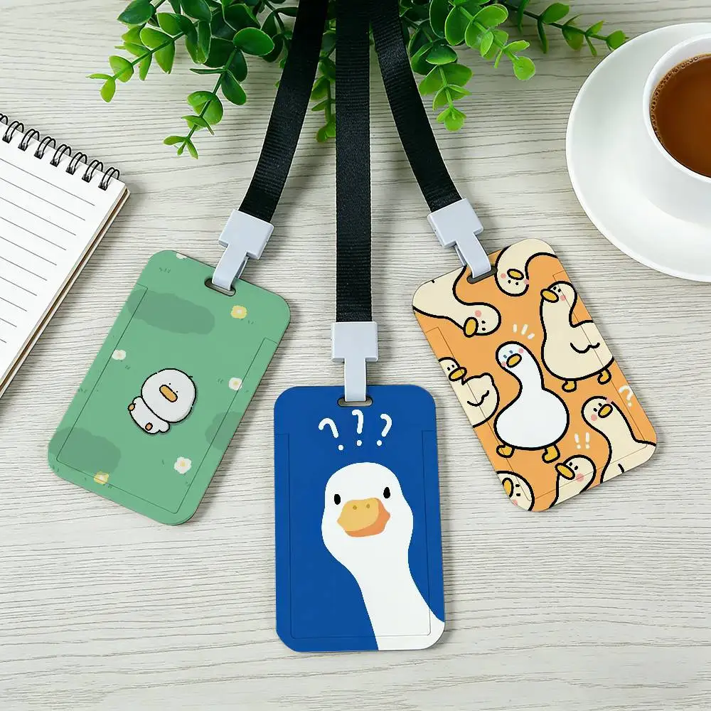 Cartoon Little Duck Card Holder Employee Card Cover Lanyard Work Business ID Badge Holder Name Tag Cards Case