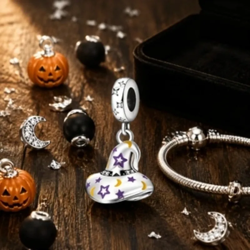 Exquisite Magic Hat Pendant Beads S925 Sterling Silver Original Bracelets DIY Charms Festival Luxury Jewelry for Womens Festival Beadeds Gift