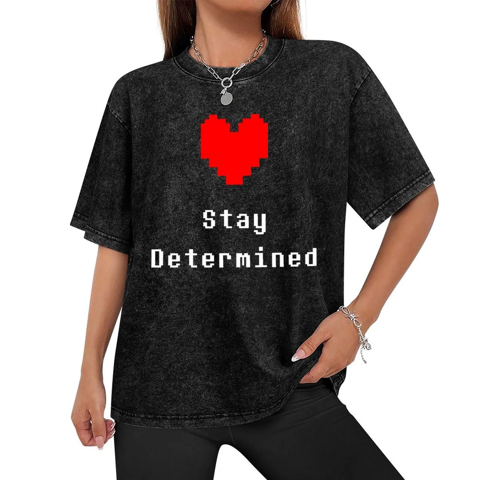 Stay Determined (Undertale) T-Shirt graphic shirts blue archive cotton t shirt men