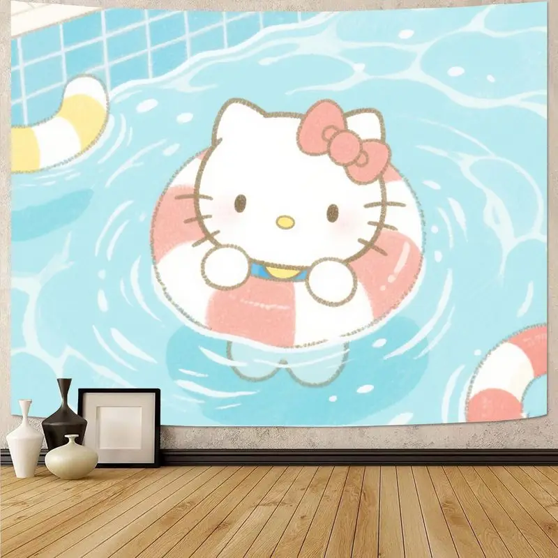 

1 шт. Sanrio Hello Kitty летний бассейн Kawaii гобелен полиэстер настенное искусство для спальни Декор в общежитии подарок для девочек