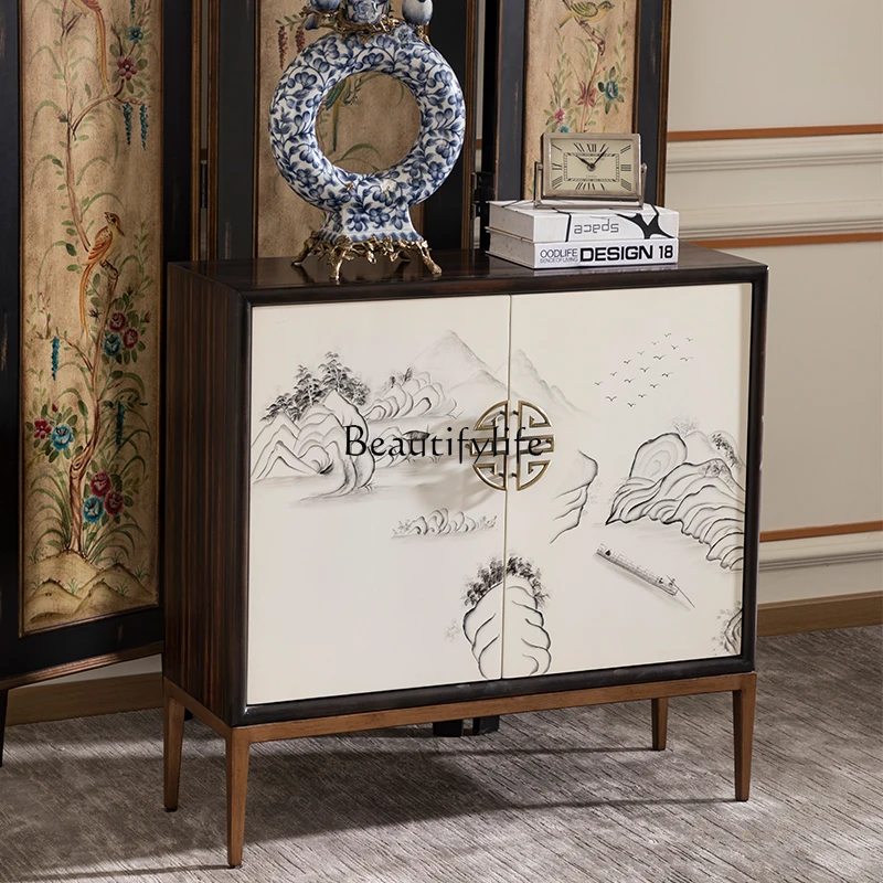 

04New Chinese foyer, entrance cabinet, living room, home wall-to-wall storage cabinet, partition cabinet