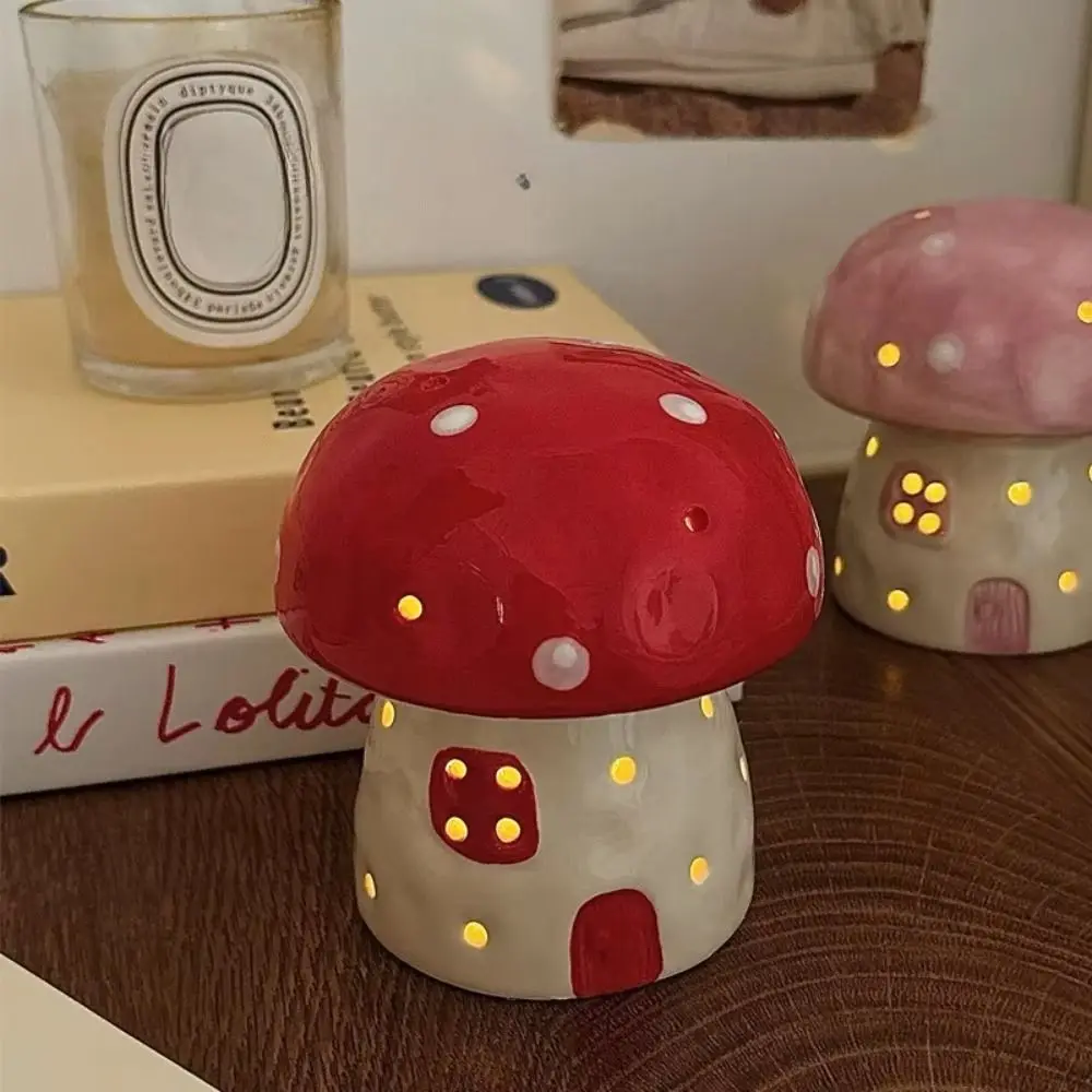 Table Decor Lamp Mushroom Night Light Sleeping Nordic Bedside Night Light LED Eye Protection Ceramic Night Light Birthday Gift