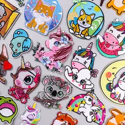 Unicorn Applique Embroidered Patches For Clothing Stickers Cartoon Animal Patch Iron On Patches On Clothes DIY Sew/Fusible Patch