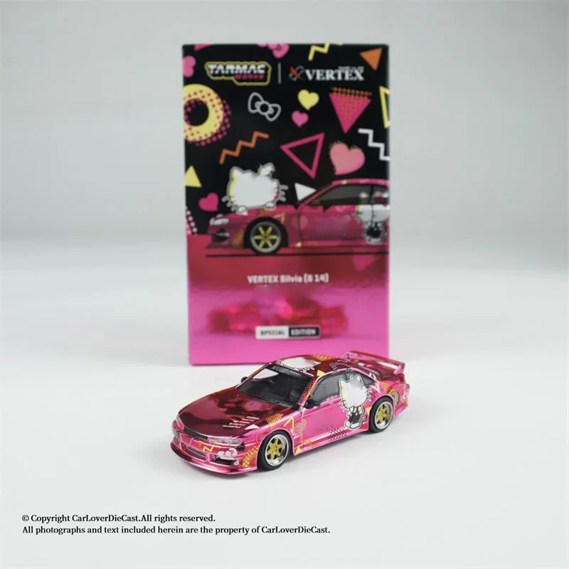 Tarmac Works 1:64 VERTEX Silvia S14 Pink Chrome APA xpo 2025 Diecast Collector's Vehicle Model Car T64G-018-HK2