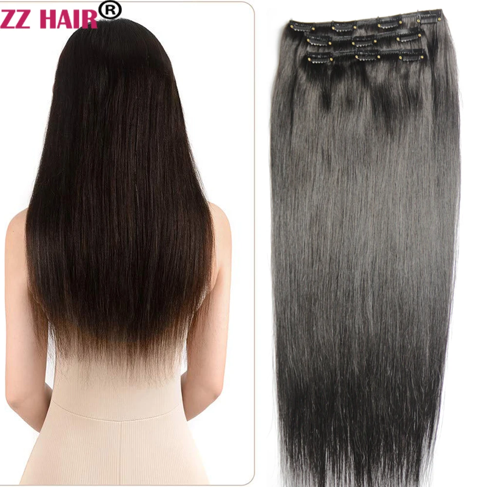 

ZZHAIR 100% Brazilian Human Remy Hair Extensions 16"-24" Clips-in Three Pieces 3pcs Set 80g-100g 1x20cm 2x15cm Natural