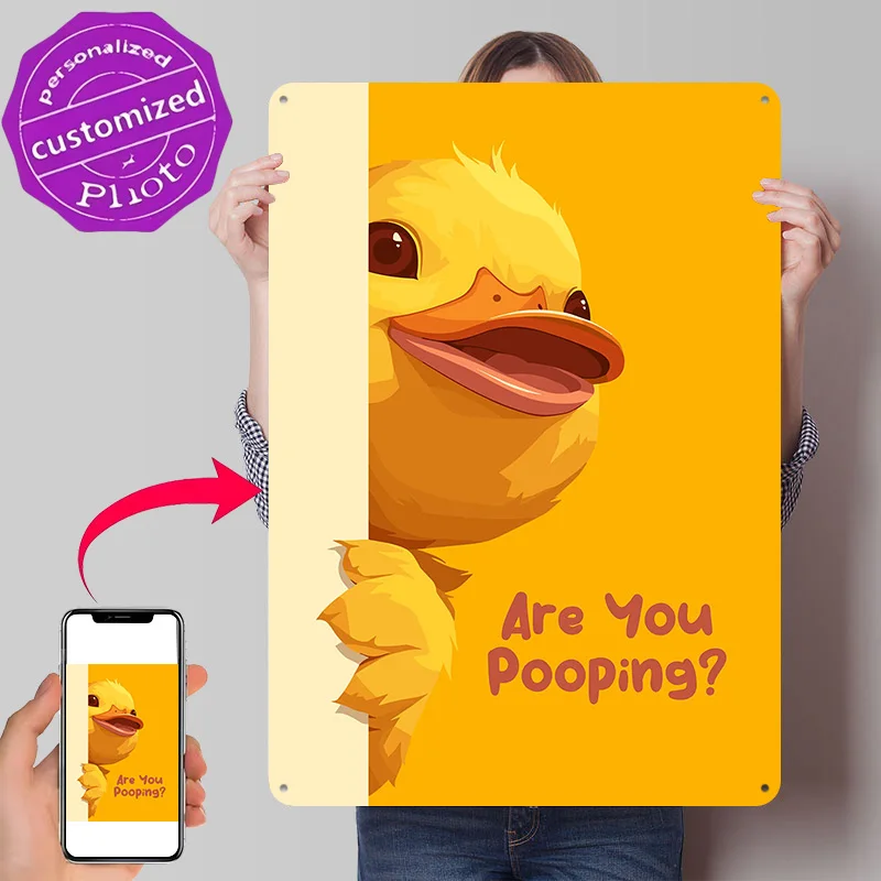 Funny Duck Cartoon 'Are You Pooping?' Metal Poster Perfect Gift for Fans Lovers Customized Wall Art Metal Sign for Decor Room