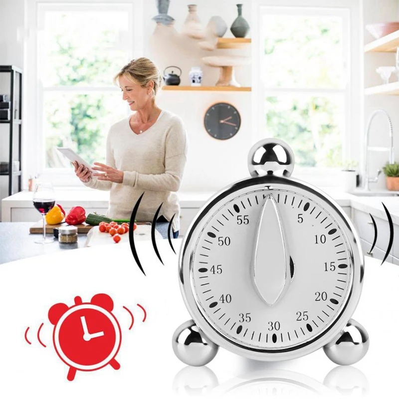 60 Minutes Kitchen Mechanical Timer Cooking Reminders Alarm Clock For Kitchen Office Countdown Timer