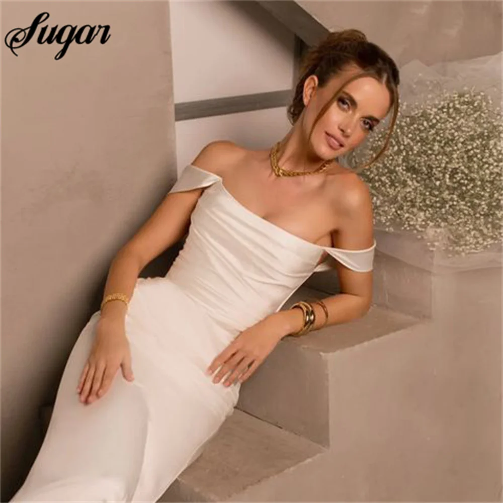 Off The Shoulder Charming Wedding Dress Elegant Soft Stain Wedding Gown Strapless Bridal Dress Sexy Bridal Gown vestido novia