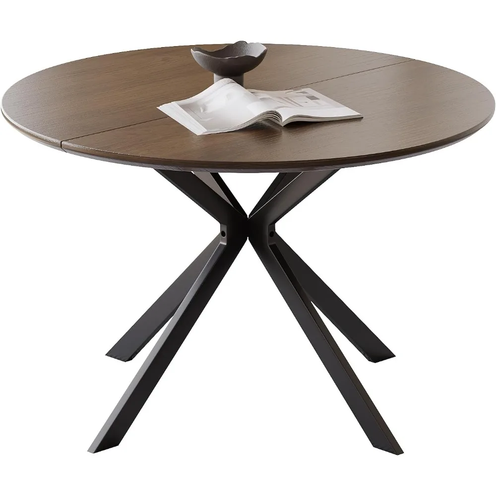

46.4" Round Dining Table, Mid Century Modern Round Dining Room Table for 4-6 with Metal Legs, Easy Assembly Coffee Table, Space