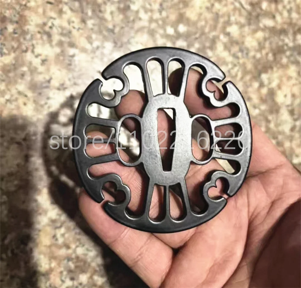 Good Quality Black Steel Tsuba Handguard Iron Guard For Real Japanese Japan Samurai Katana Sword Fittings Accessory New