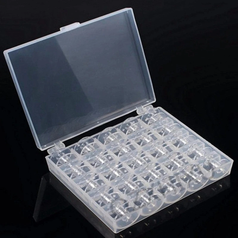 25個セット マダープラスチック製ミシンバレルとミシン収納ボックス付き、透明、家庭用ミシンAC用