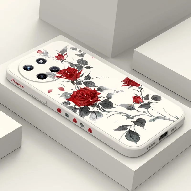 

Graceful Rose Phone Case For OPPO Realme 11 10 9 9i 8 8i 7 Pro Plus C35 C21Y C25Y C25 4G 5G Liquid Silicone Cover