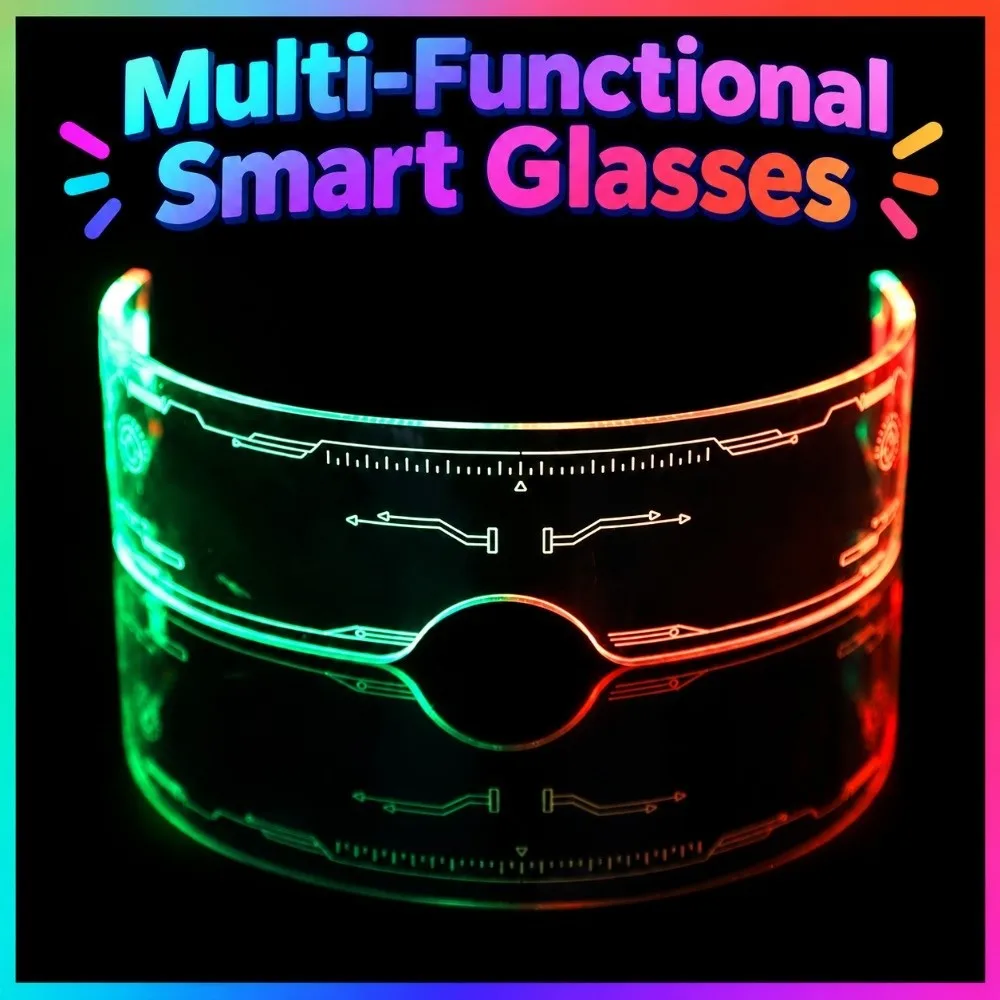 Colorful LED Luminous Glasses 7 Color Changing Cyberpunk Glow Party Glasses Acrylic Futurist Futurist Cyberpunk Glasses Bar