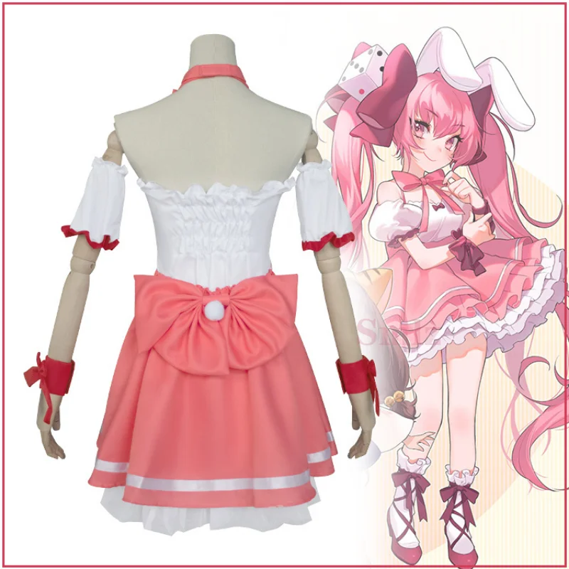 Usada Hikaru Cospaly Dresses Anime Di Gi Charat Rabi en Rose Cosplay Costume Girl Pink Skirt Top Bow Halloween Cosplay Set