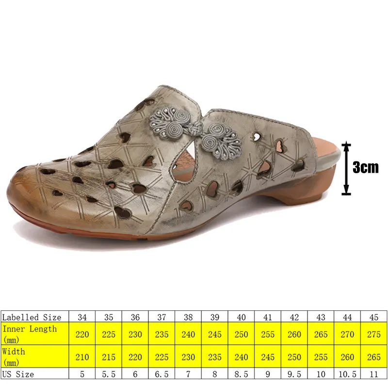 Koznoy 3cm Natural Cow Genuine Leather Ethnic Comfy Summer Slippers Women Hollow Breathable Slip on Moccains Fashion Flats Shoes