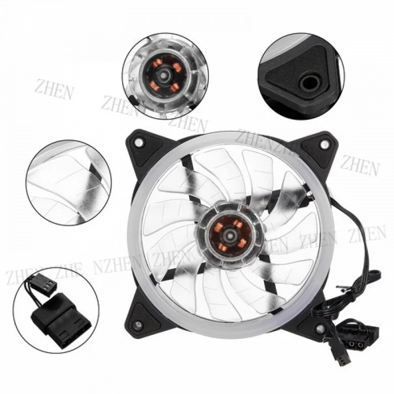 Y 2 Pack RGB LED Quiet Computer Case Cooler Dual Ring PC CPU Cooling Fan 120mm