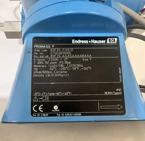 Энтрис + расходомер масса Hauser Promass F 83F25 - 2JXF/0