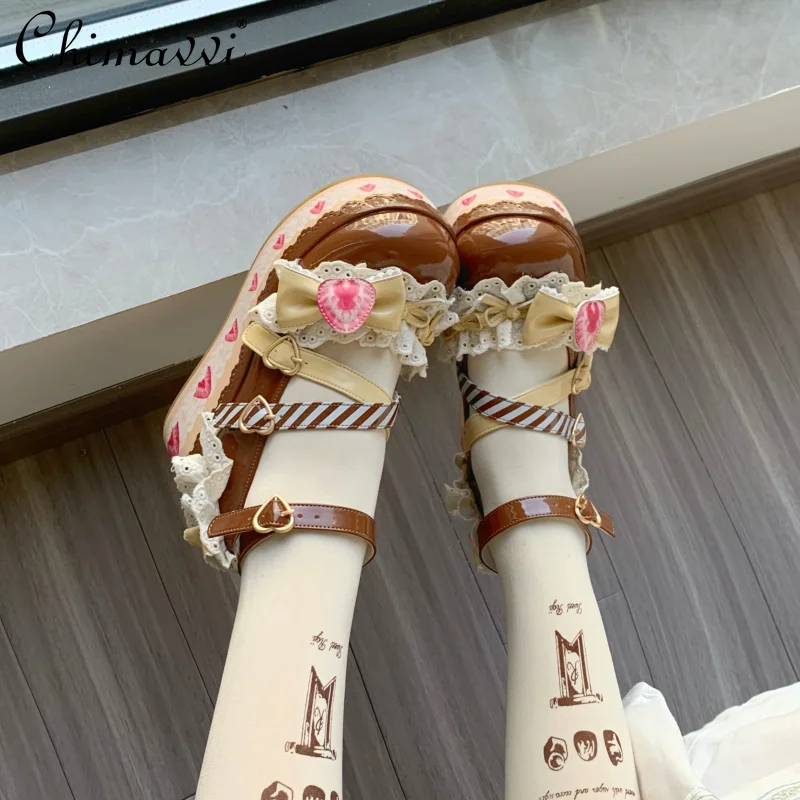 

Japanese Sweet Thick-Soled Cute Girl Lolita High Heels Girl Women Kawaii Temperament Mary Jane Princess High Heels Pumps