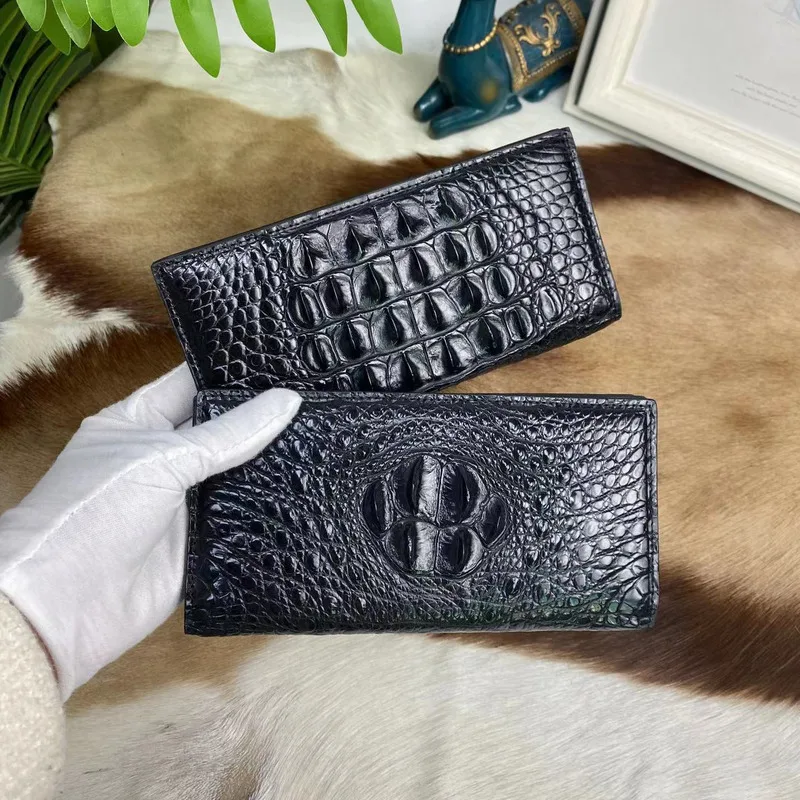 New Thai Crocodile Mens Suit Clip Casual Fashionable Genuine Leather Long Wallet Female Large Capacity Multiple Card Slots Purse