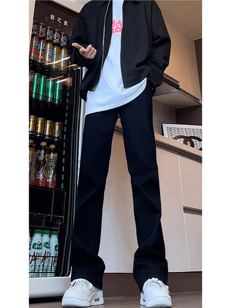 

Bla Straight Leg Jeans Men's American High Street Slim Fit Pants Spring Autumn Ootd Knife Flared Pants Cotton Polyeste...