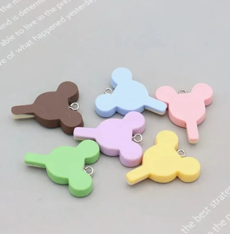 10Pcs 3D Cartoon Bear Lollipop Resin Charms Colorful Animal Pendants DIY Supplies For Earring Bracelet Jewelry Making Accessorie