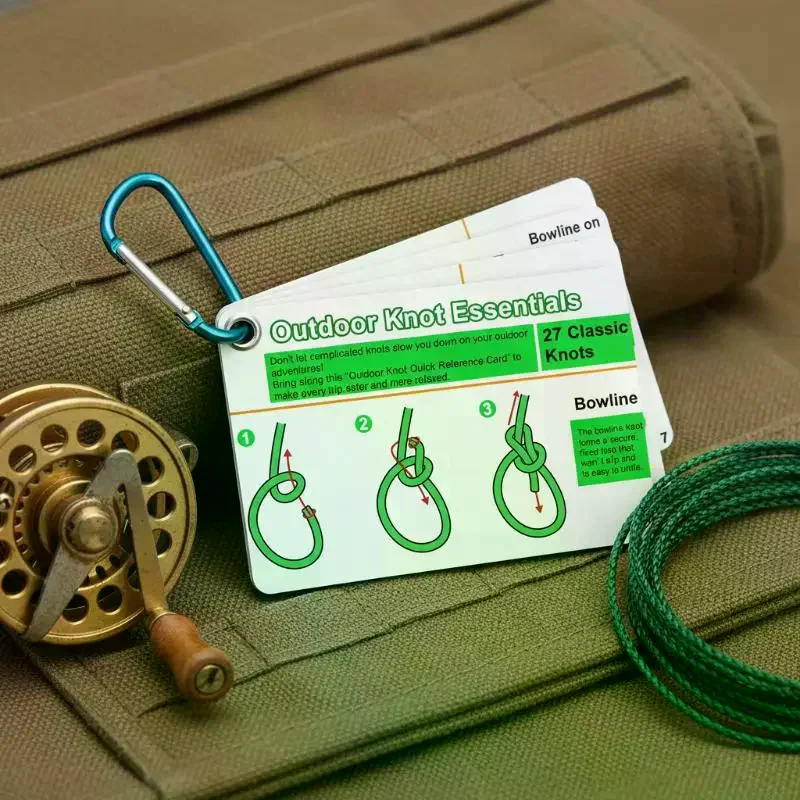 7PCS/1set Fishing Knot Guide Card, Containing 12 Of The Most Practical Fishing Knots, With Storage Buckle, Durable PVC Card
