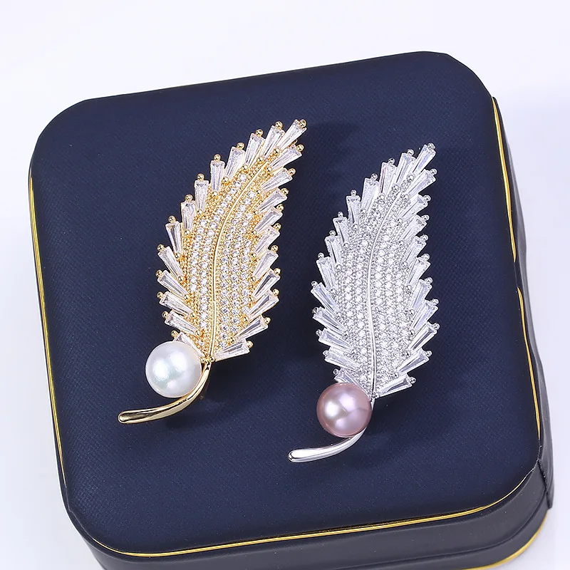 

DIY Accessories Copper Gold-plated Zircon Pearl Brooch Accessories Air Support Accessories Corsage Trendy Femininity