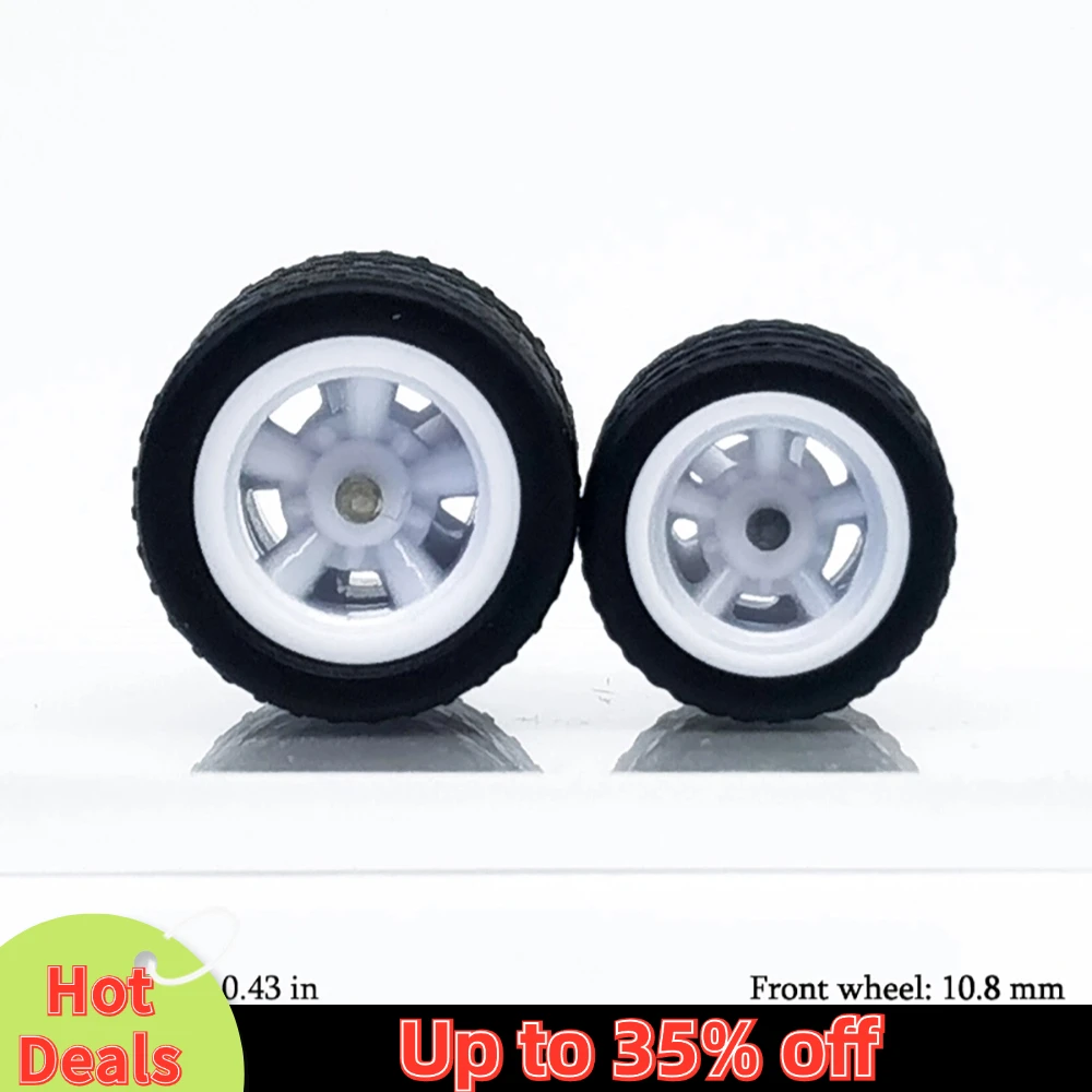 1/64 Model Car Wheels with Rubber Detachable Tires Five Spoke Refitting Parts for Hot Wheels Matchbox D:11mm+13mm 1 Set