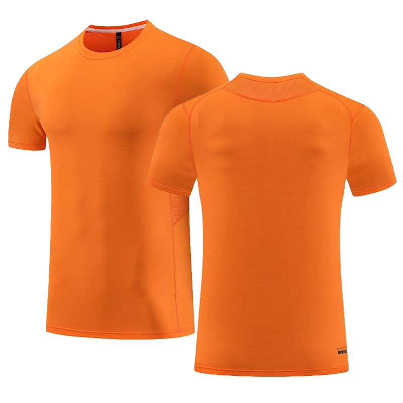 Quick Dry Sports Shirt Men's Running T-shirts Fitness gym sportswear Orange Jogging Tshirt