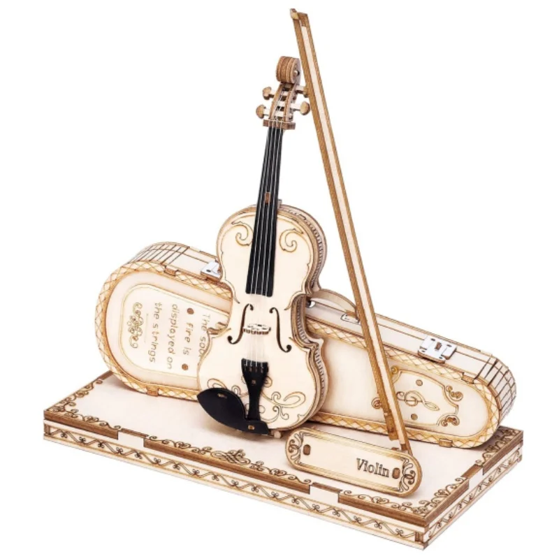 Robotime ROKR 3D Wooden Puzzle Violin Capriccio Model  DIY Gifts for Boys&Girls Easy Assembly Kits MusicalBuilding Blocks TG604K