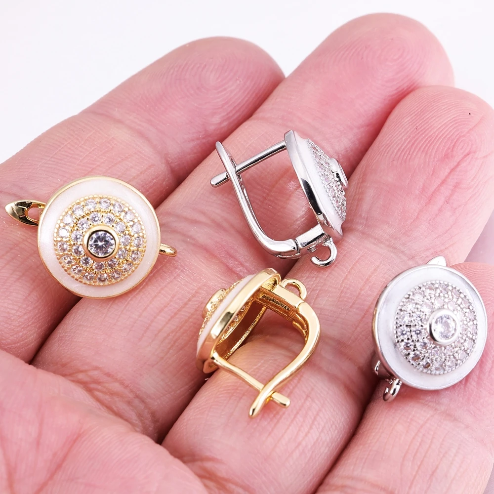 Juya 18K Plated Ear Wire Fixtures Connector Earring Bale Hooks Accessories For DIY Luxury Crystals Pearls Gems Earrings Making image 4