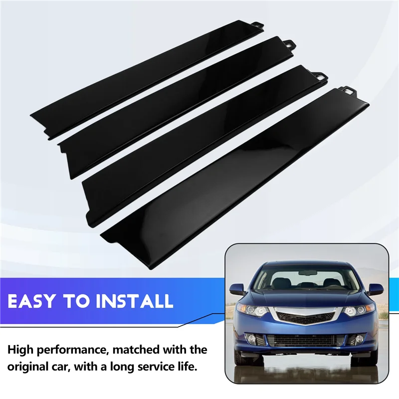 

X39A-4Pc Exterior Door Window Trim Panels Front+ Rear For Honda Accord 09 To 14 72930-TP5-003ZA 72430TP5003ZA 72470-TP5-003ZA