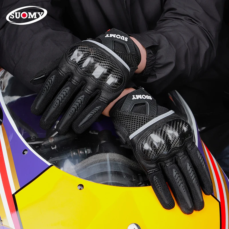 

SUOMY SU-20 New Summer Gloves Carbon Fiber Shell Protective Unisex Breathable Wearable Touch Screen Motorcycle Riding Gloves