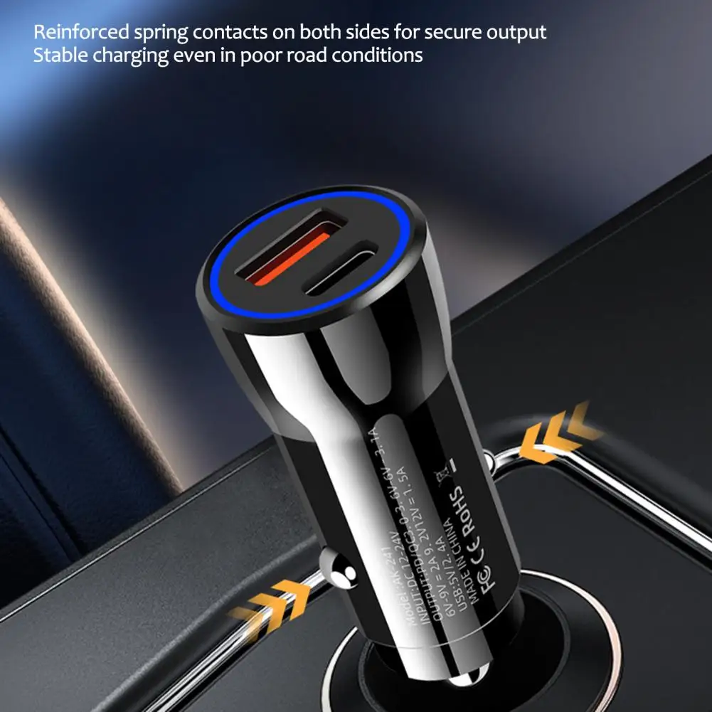 Vehicle Phone Charger Compact Size Universal Pd20w Fast Charging Car Charger Adapter with Overload Portable Auto