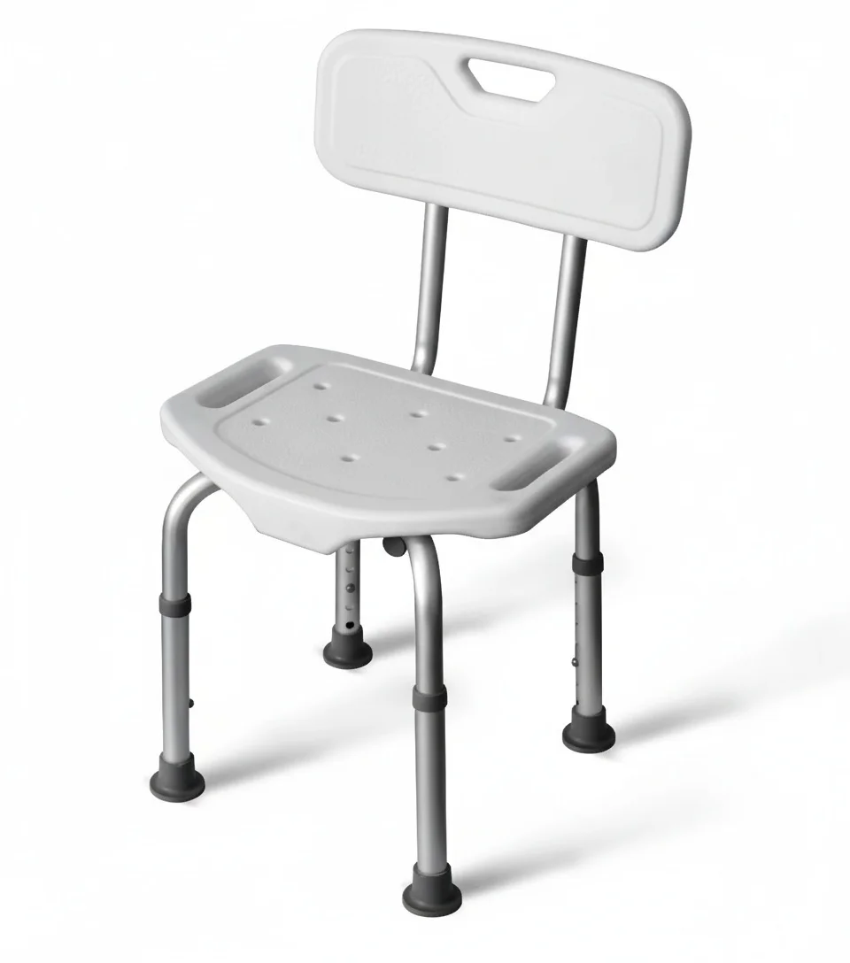 

Aluminum Alloy Shower Chair, Adjustable Bath Chair, Blow-Molded Polyethylene Seat, Bathroom Safety Equipment for Elderly