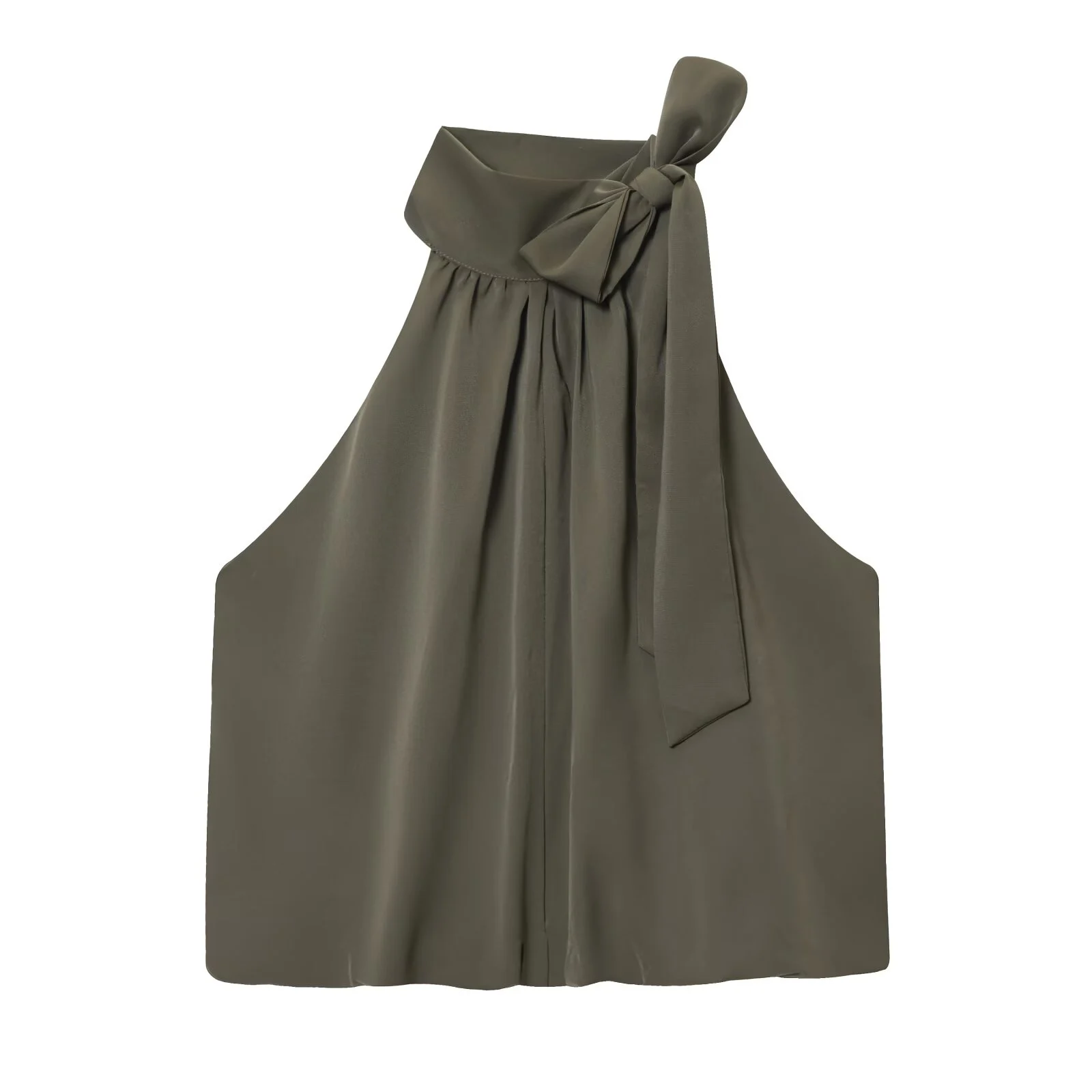 European and American style 2025 autumn new product women's clothing design with bow tie decoration hanging neck collar top