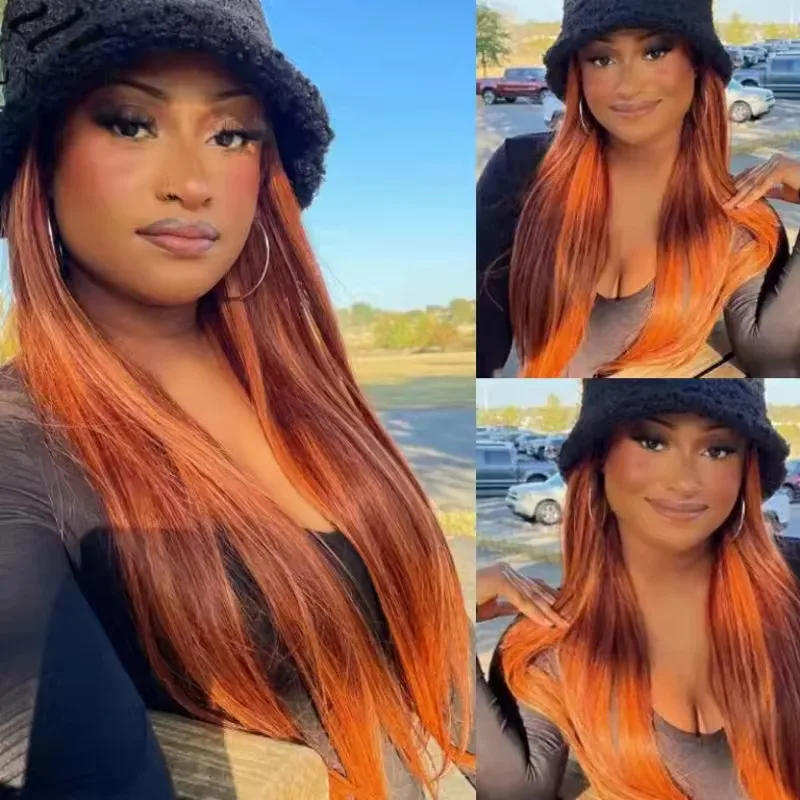 

Рыжий Коричневый 5x5 Прозрачный Парик Фронта Шнурка Человеческие Волосы Предварительно Срезанные Кружевные Кости Прямой Парик Бразильские Девственные Реми Человеческие Волосы