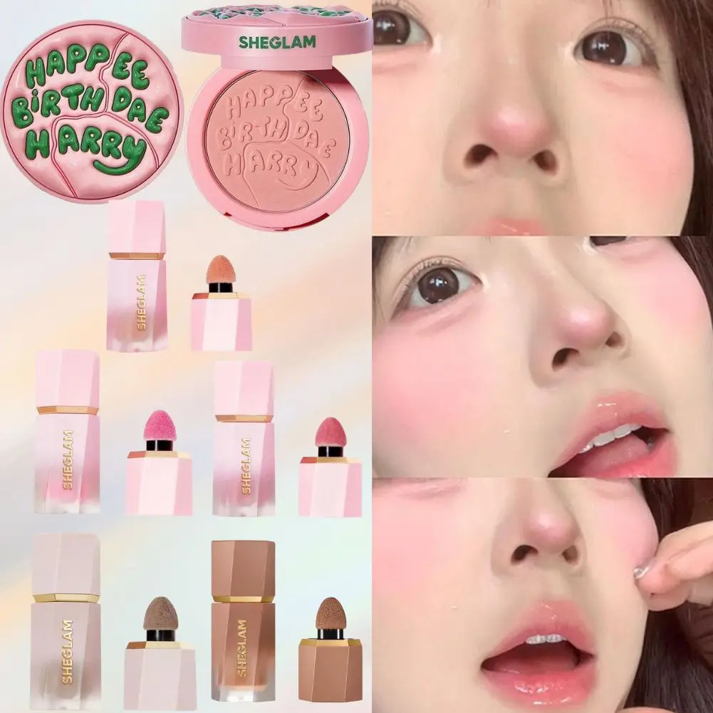 SHEGLAM روزي بريق الطازجة الطبيعية أحمر الخدود ماتي دائم الوردي العطاء السائل مسحوق أحمر الخدود كريم تجميل طويل الأمد أحمر الخدود السائل
