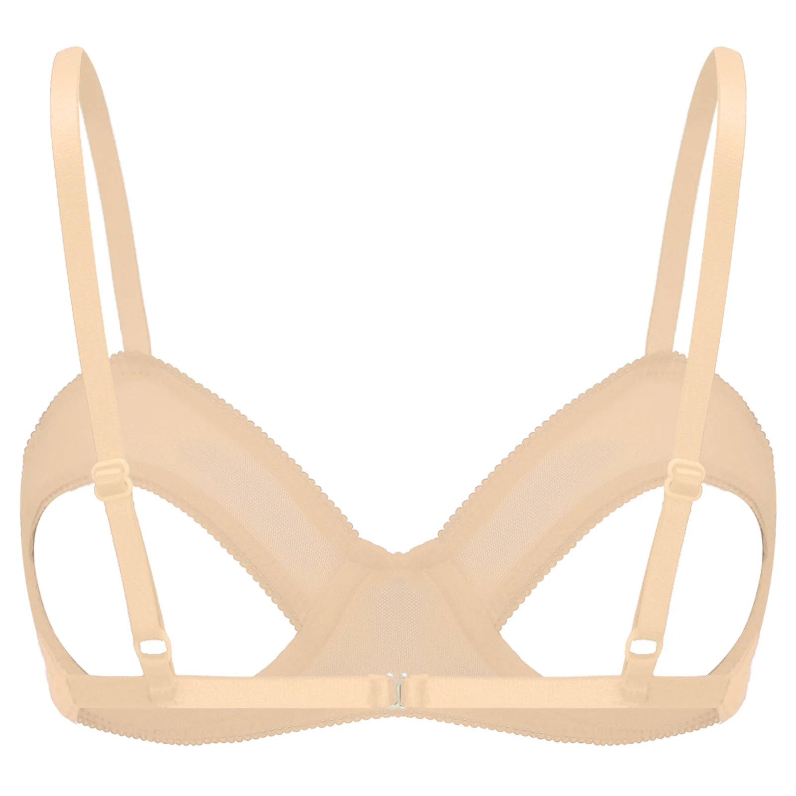 Women Lingerie Open Cup Bra Sissy Chest Hollow Out See Through Mesh Underwire Bra Lingerie Tempting Role Play Brassier Underwear